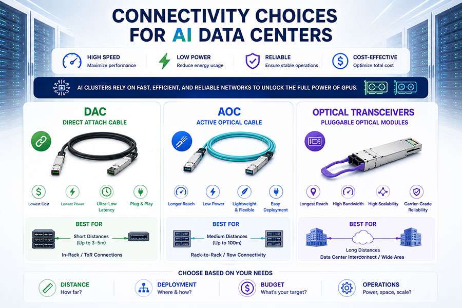 DAC vs AOC vs Optical Modules: Which Interconnect Is Best for AI Clusters?