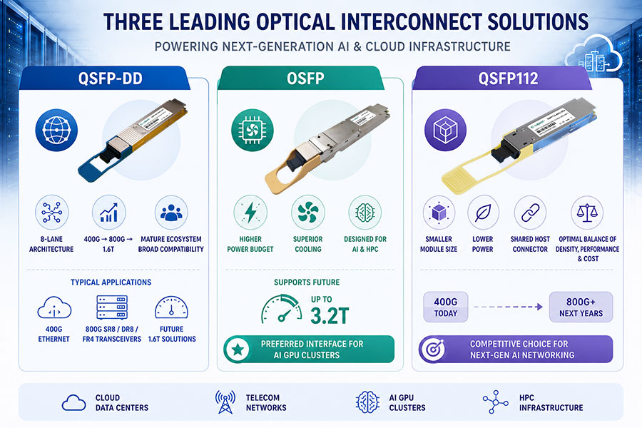 QSFP112 vs QSFP-DD vs OSFP: AI Data Center Trends Guide