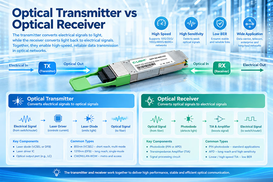 What Is the Difference Between an Optical Transmitter and an Optical Receiver?