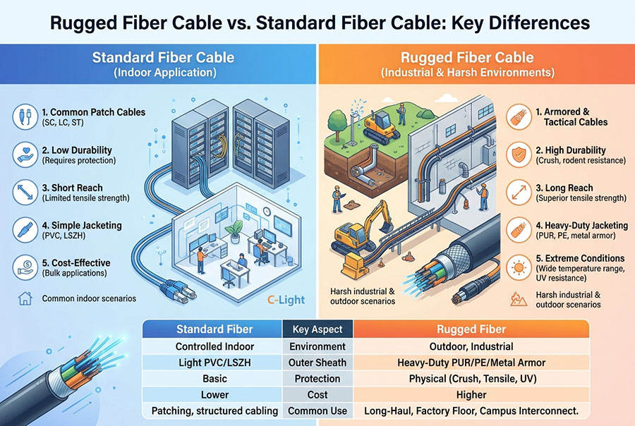 Rugged Fiber Cable vs Standard Fiber Cable